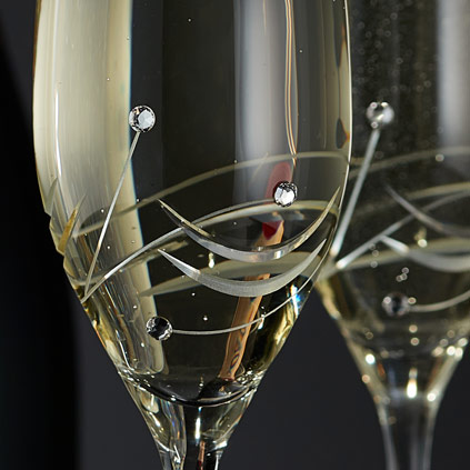 Personalised Champagne Glasses Swarovski Crystals Elements