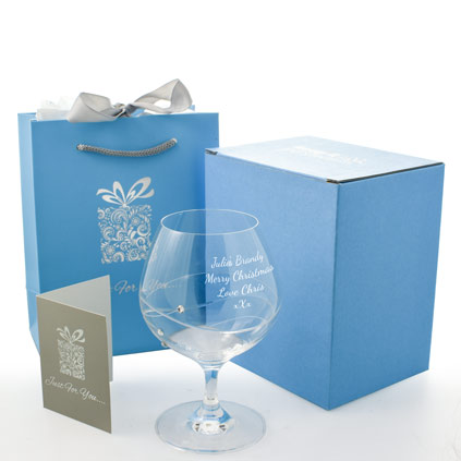 Engraved Brandy Glass With Swarovski Crystal Elements