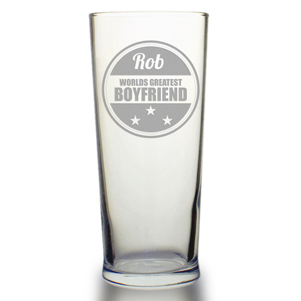 Personalised Pint Glass - Worlds Greatest Boyfriend