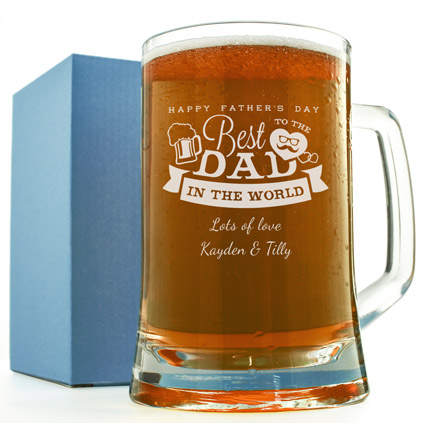 Personalised Best Dad In The World Engraved Pint Tankard