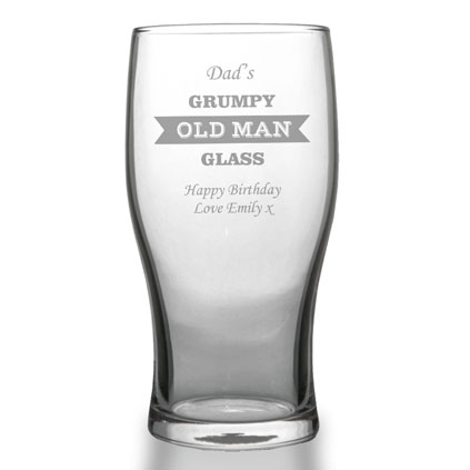Personalised Grumpy Old Man Tulip Pint Glass