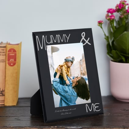 Personalised Black Glass Frame - Mummy And Me