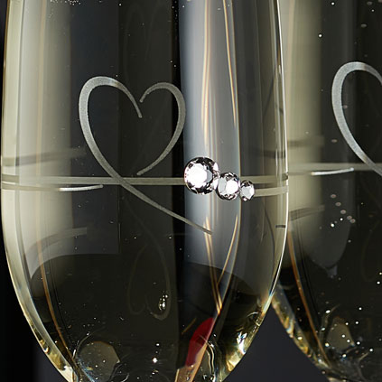 Personalised Petite Heart Flutes With Swarovski Elements