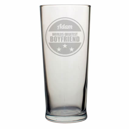 Engraved Beer Glass With L Logo And Message Engraved Beer Glass With L Logo And Message