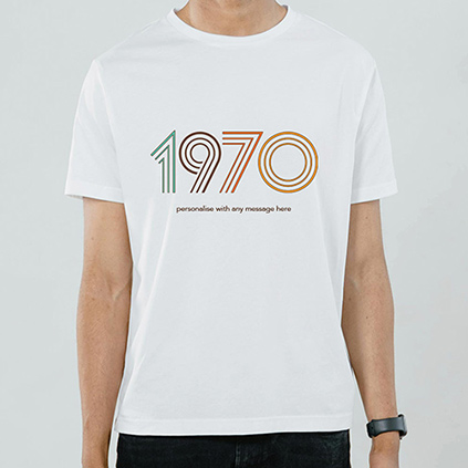 Personalised 1970's Retro T-Shirt Choose Any Year