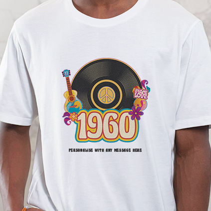 Personalised 1960's Retro T-Shirt Choose Any Year