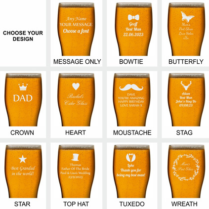 Engraved Beer Glass Personalised Pint Glass