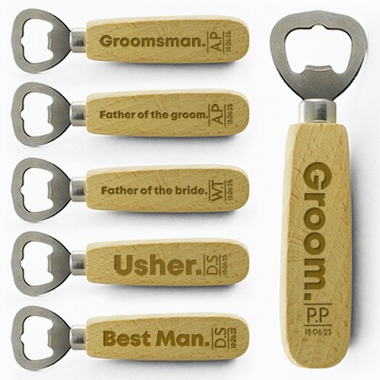 Personalised Wedding Groomsmen Wooden Bottle Opener