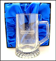 logo engraved on beer glass