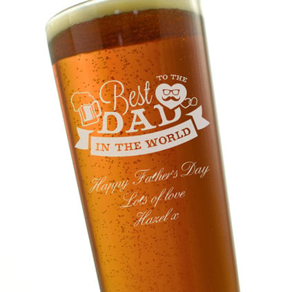 Personalised Pint Glass For Dad