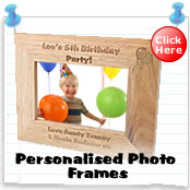Personalised photo frames including wooden, silver in 7x5 and 6x4 frame sizes