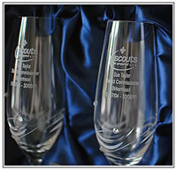 champagne flutes logo engraving