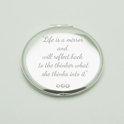 Crystal Silver Personalised Compact Mirror