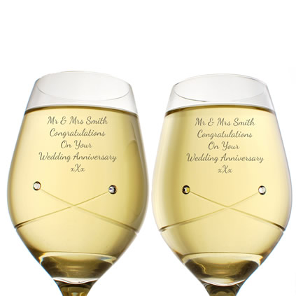 Personalised Crystal Wine Glasses With Swarovski Elements