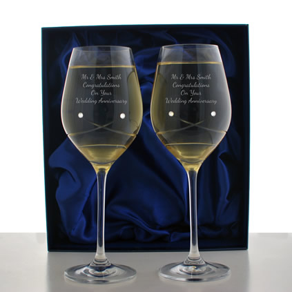 Personalised Crystal Wine Glasses With Swarovski Elements