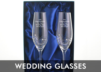 Engraved Wedding Glasses Cat 
