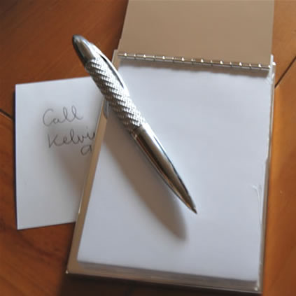 engravable notepad open
