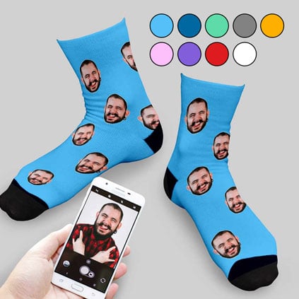 Personalised Face Socks Photo Upload Choose Colour
