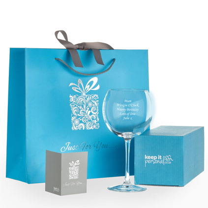 Personalised Gin Balloon Glass With Luxury Gift Bag And Box