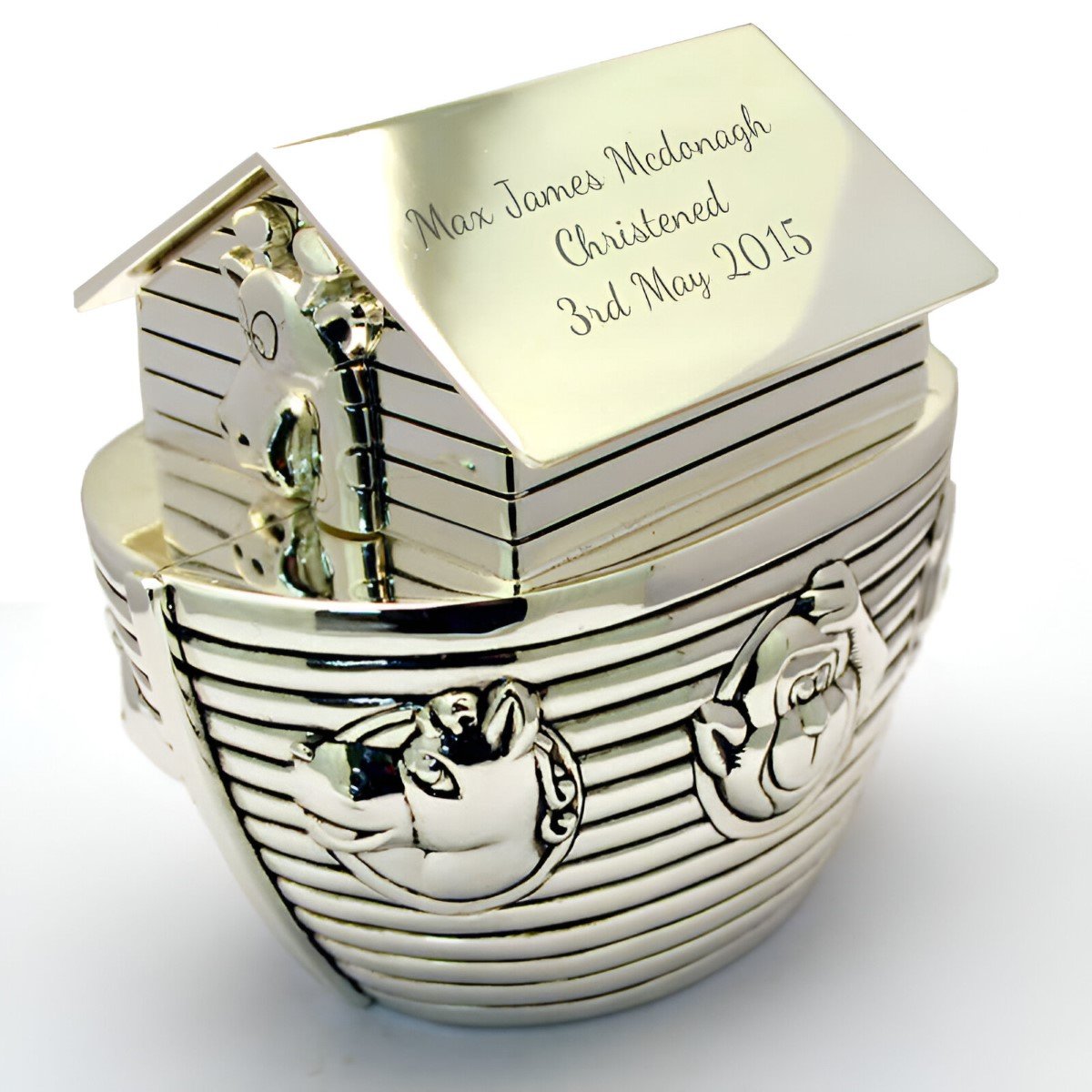Personalised Noahs Ark Money Box - Engraved Christening Gift