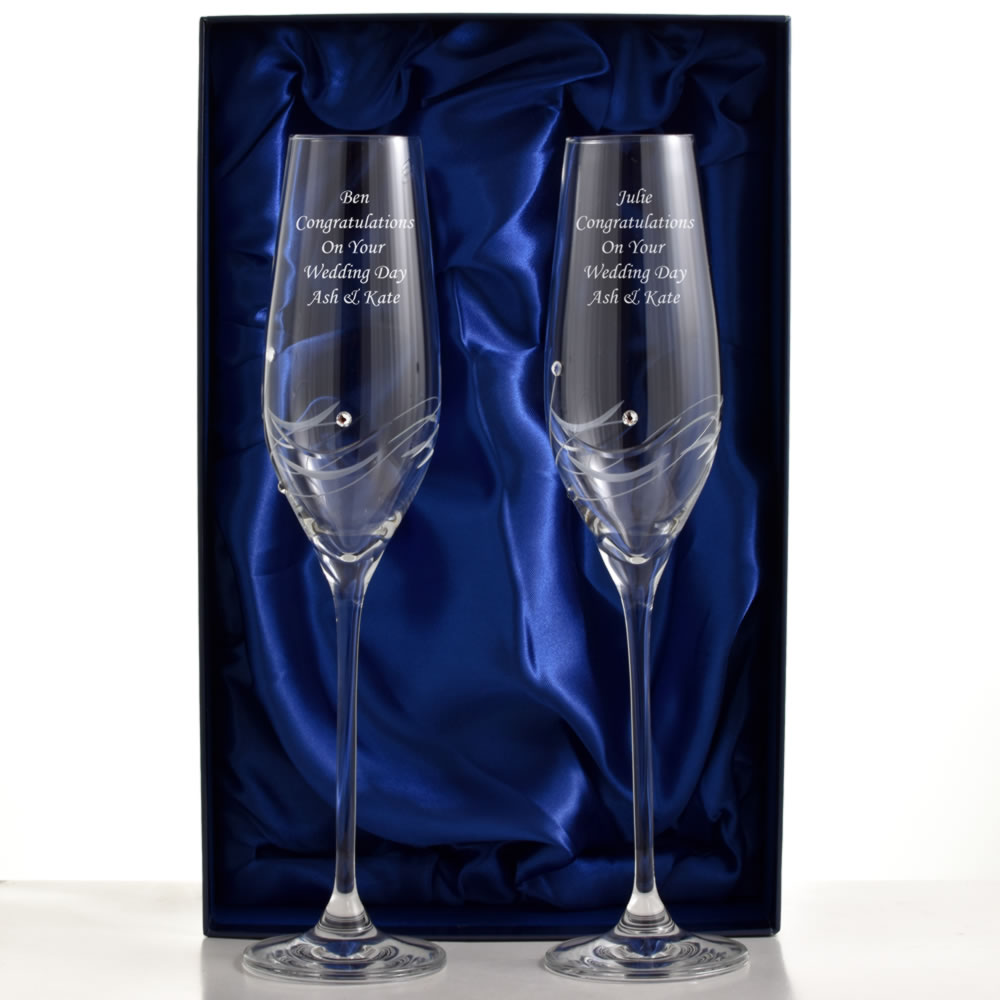 engraved tumblers Swarovski With Beautiful Flutes Engraved Champagne