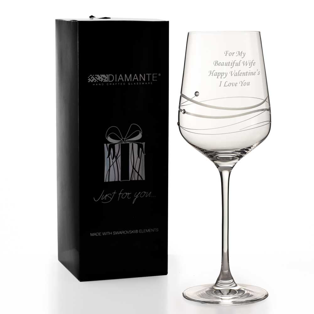 Personalised Wine Glass With Beautiful Swarovski Crystals - Click Image to Close