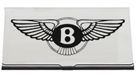 engraved business card holder showing an engraved logo