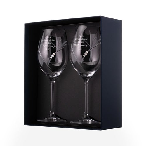 Personalised Heart Wine Glasses With Swarovski Elements