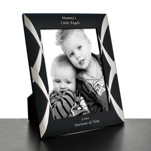 Personalised Black And Silver Engraved Photo Frame