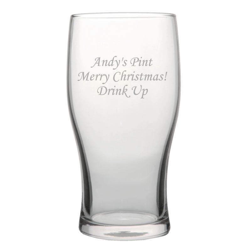 photo engraved pint glass