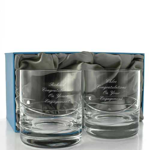 Personalised Diamante Crystal Whisky Glass Set