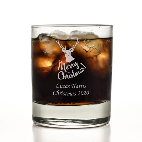Merry Christmas Personalised Whisky Glass
