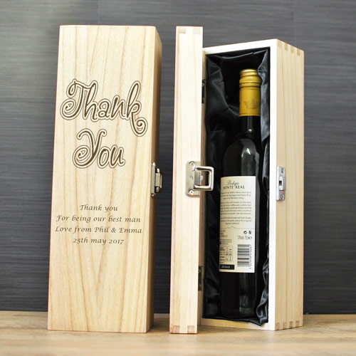 Personalised Wooden Wine Box - Thank You Gift