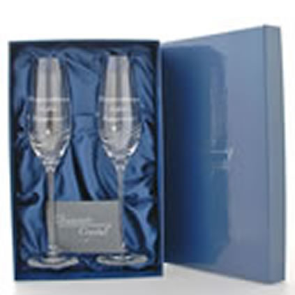Engraved swarovski champagne flutes