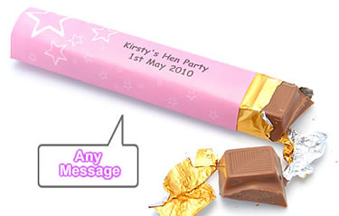 tasty chunky personalised chocolate bars with personalised wrappers