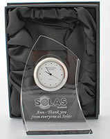 logo engraved clock