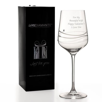 Personalised Wine Glass With Beautiful Swarovski Crystals