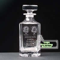 whiskey decanter set with logo engraving