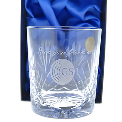 whiskey glass engraved logo