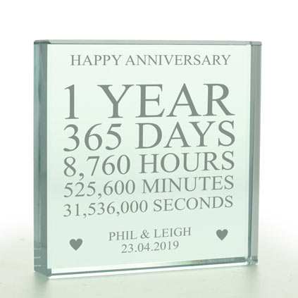 Personalised 1 Year Of Marriage Glass Token