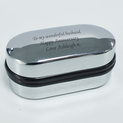 Chrome Personalised Cufflink Gift Presentation Box