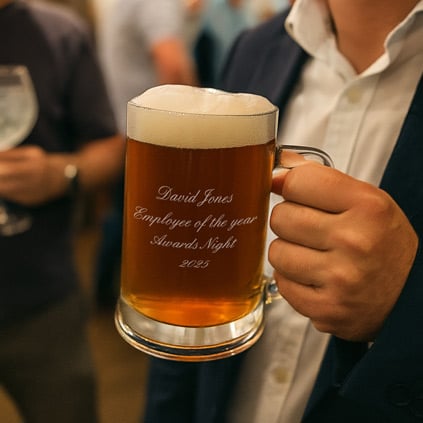 Engraved Glass Tankard Engraved Glass Tankard