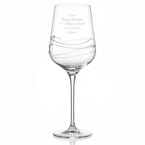 Personalised Wine Glass With Beautiful Swarovski Crystals