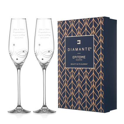 Personalised Champagne Glasses Swarovski Crystals Elements