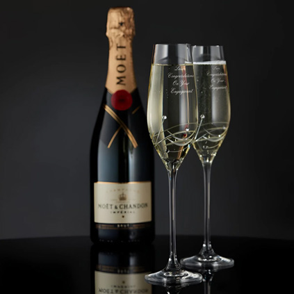 Personalised Champagne Glasses Swarovski Crystals Elements