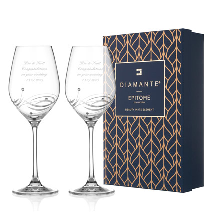 Personalised Wine Glass Set With Swarovski Elements