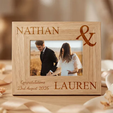 Personalised Oak Photo Frame – Wedding & Anniversary Gift