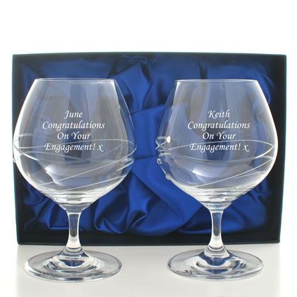 Personalised Brandy Glass Set With Swarovski Elements