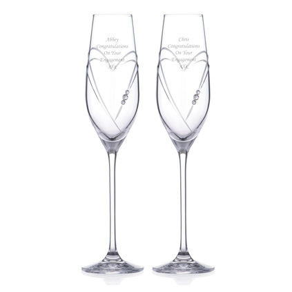 Personalised Love Heart Champagne Flutes With Swarovski Elements