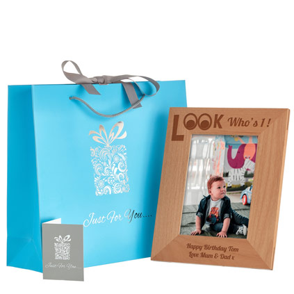 Look Whos Personalised Wooden Photo Frame